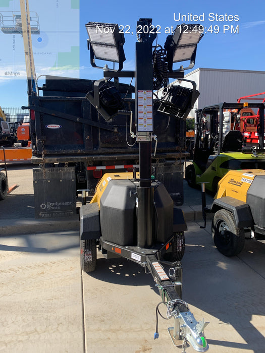 2022 Allmand NLV3GR (4) LED Light Fixture 350W, 23' Vertical Mast, 3kW Prime, Towable, ES Decals, T3