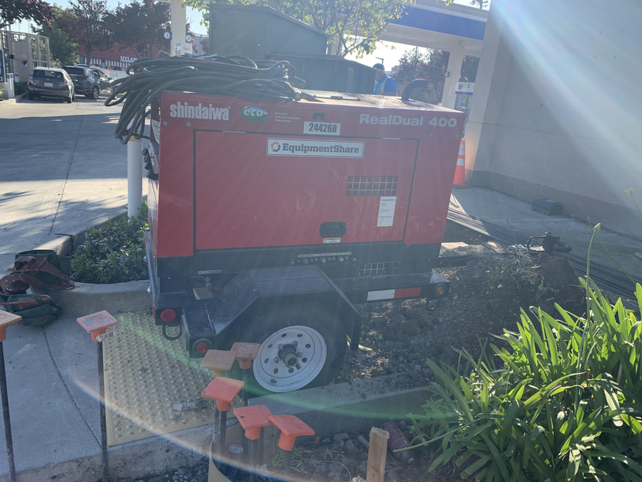 2022 Shindaiwa DGW400MDL Kubota D902 Engine, 23 HP, Dual Op Welder, Wire, Arc, Droop Stick, Tig, and CC Stick Functionality, Simulphase, 3 Phase and 1 Phase Gen Output, Single Axle NB Trlr, Slr Trckl Chrg 12V 12W, Fire Ext