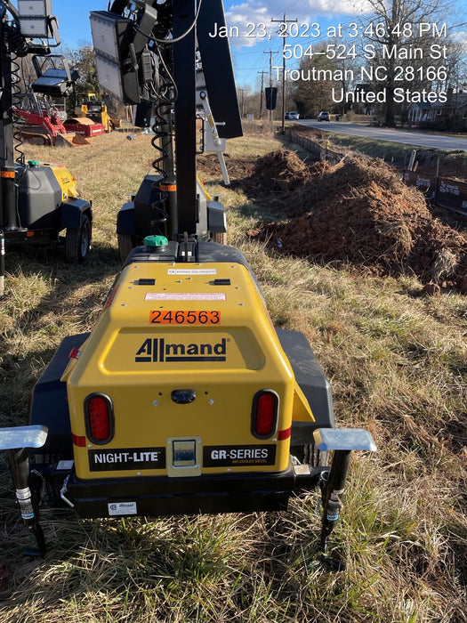 2022 Allmand NLV3GR (4) LED Light Fixture 350W, 23' Vertical Mast, 3kW Prime, Towable