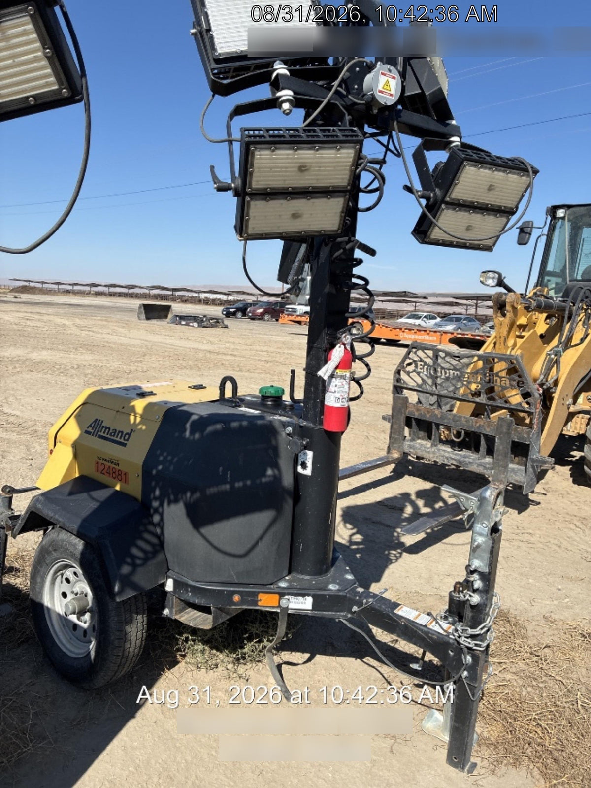 Allmand NLV3GR (4) LED Light Fixture 350W, 23' Vertical Mast, 3kW Prime, Towable, Deep Sea L401, Leveling Jacks, Yanmar T4F 5.8hp