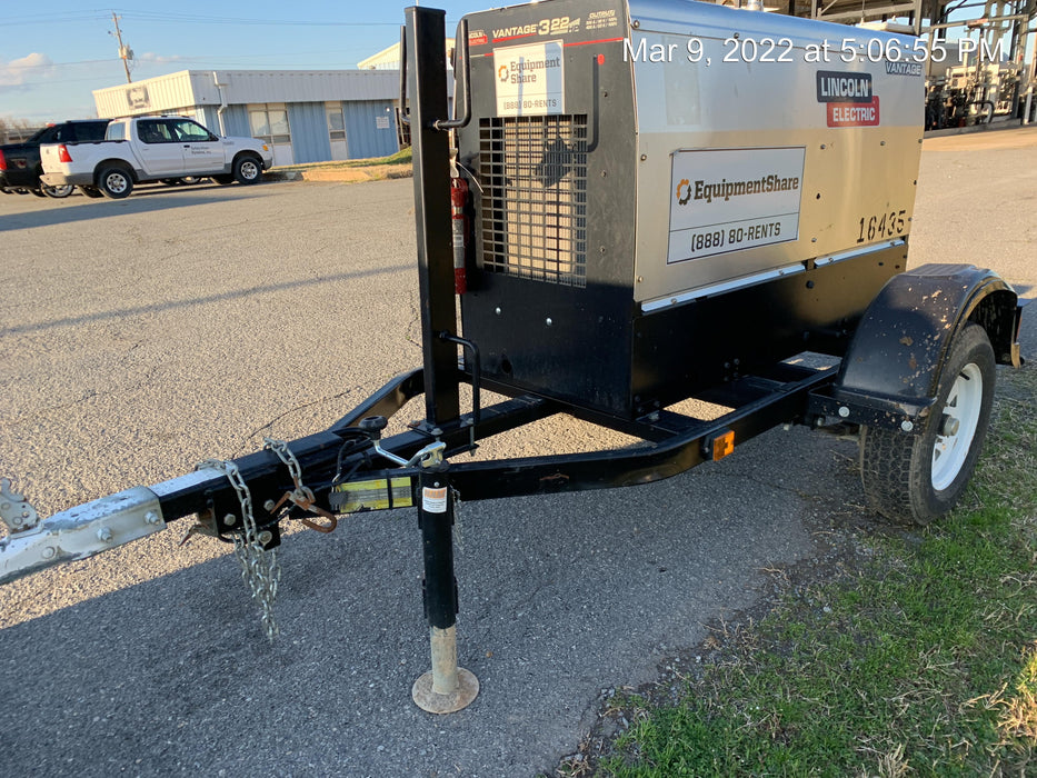 2019 Lincoln Electric Vantage 322 Ready-Pak 3, Two Wheel Trailer, Fender and Light Kit, Cable Rack