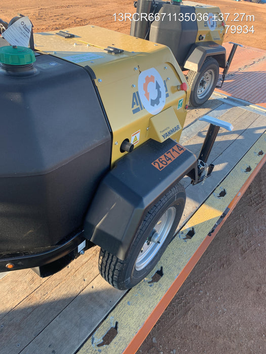 2022 Allmand NLV3GR (4) LED Light Fixture 350W, 23' Vertical Mast, 3kW Prime, Towable, ES Decals, T3