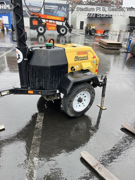 2021 Allmand NLV3GR (4) LED Light Fixture 350W, 23' Vertical Mast, 3kW Prime, Towable, Deep Sea L401, Leveling Jacks, Yanmar T4F 5.8hp
