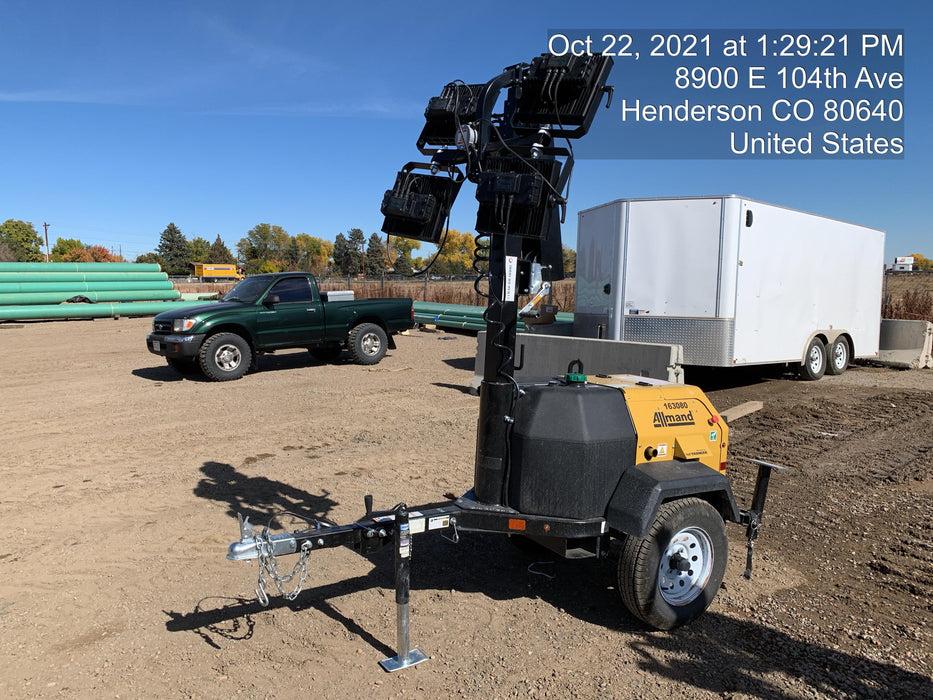 2021 Allmand NLV3GR (4) LED Light Fixture 350W, 23' Vertical Mast, 3kW Prime, Towable, Deep Sea L401, Leveling Jacks, Yanmar T4F 5.8hp