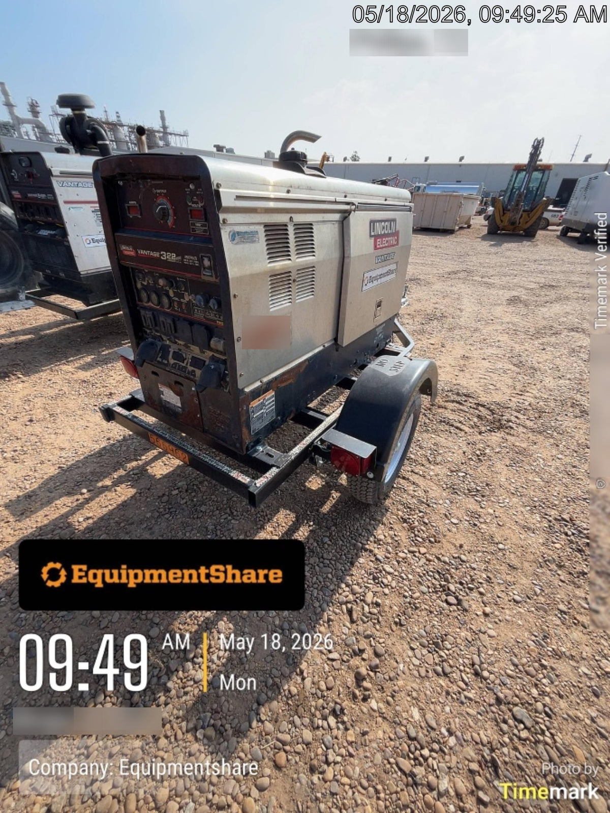 2019 Lincoln Electric Vantage 322 Welder Ready-Pak 3, Two wheel trailer, Fender and Light kit, Cable Rack