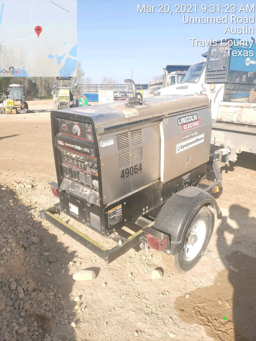 2019 Lincoln Electric Vantage 322 Ready-Pak 3, Two Wheel Trailer, Fender and Light Kit, Cable Rack