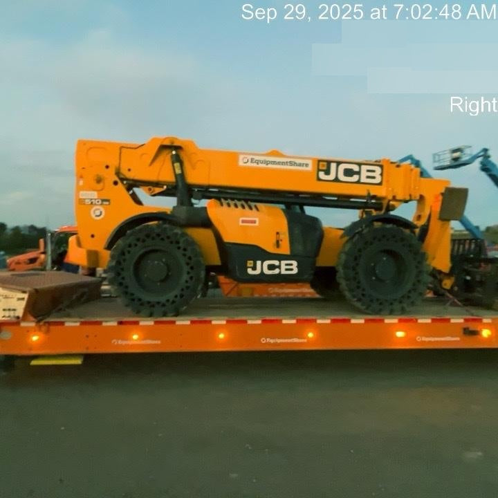 2020 JCB 510-56 Cab/Heat/Air, 74 HP, Solid Tires, STD Worklight, Beacon, Aux Hydraulics, Lifting Eye, Back up Alarm w/66" Carriage/60" Forks