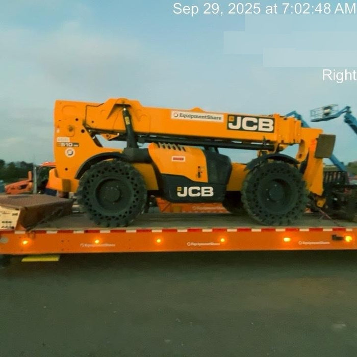 2020 JCB 510-56 Cab/Heat/Air, 74 HP, Solid Tires, STD Worklight, Beacon, Aux Hydraulics, Lifting Eye, Back up Alarm w/66" Carriage/60" Forks