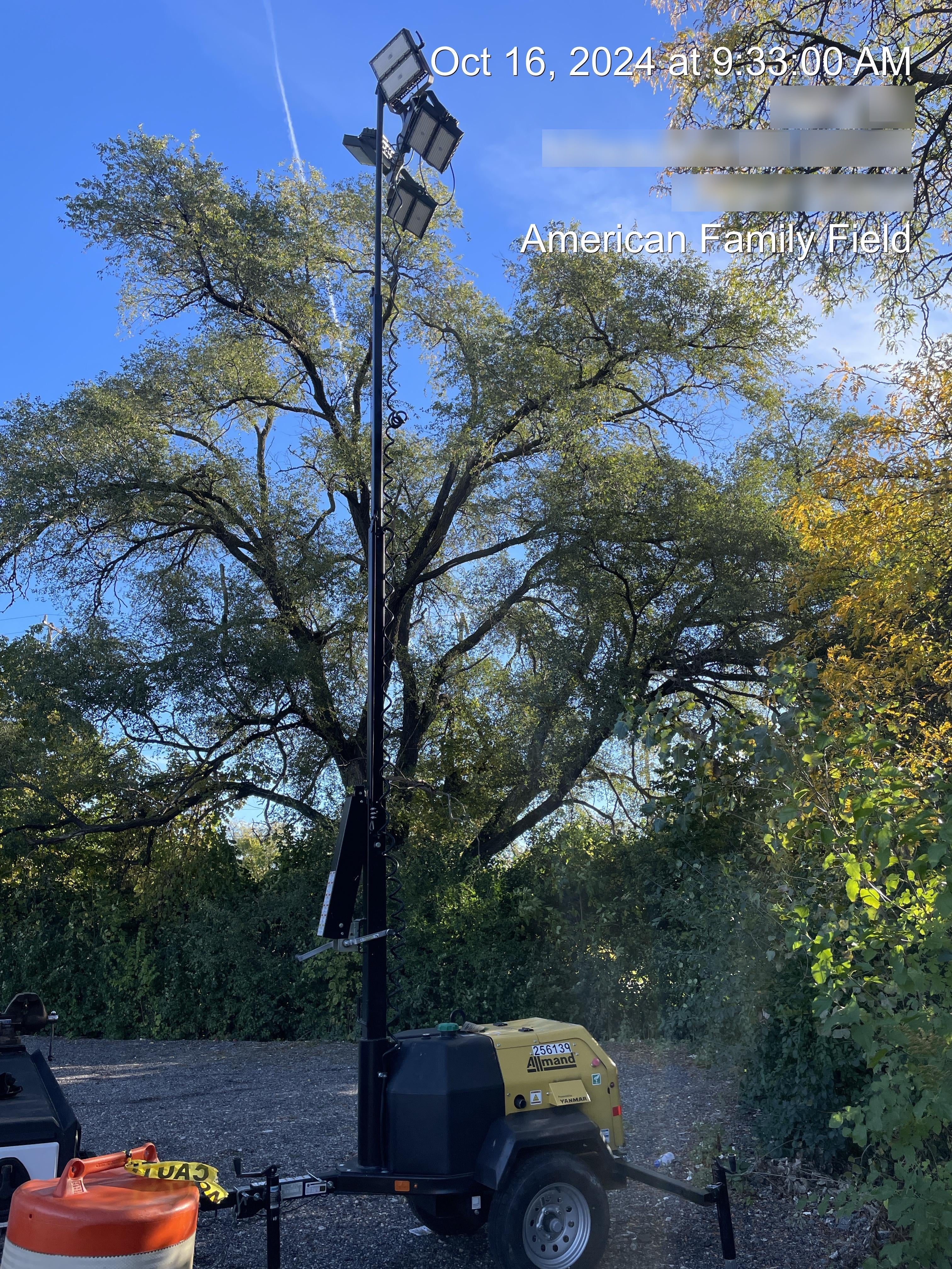 2022 Allmand NLV3GR (4) LED Light Fixture 350W, 23' Vertical Mast, 3kW Prime, Towable, ES Decals, T3