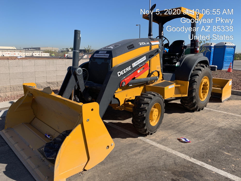 2020 John Deere 210LEP Canopy, 4WD, Second rear hydraulic cylinder, Light Package, Wheel weights
