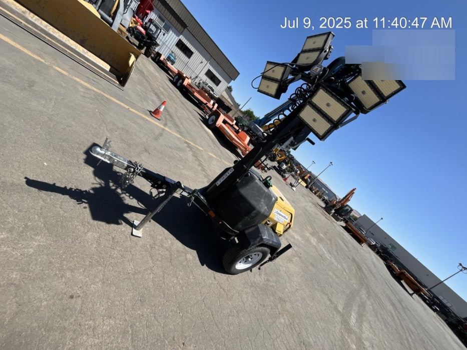 Allmand NLV3GR (4) LED Light Fixture 350W, 23' Vertical Mast, 3kW Prime, Towable, Deep Sea L401, Leveling Jacks, Yanmar T4F 5.8hp