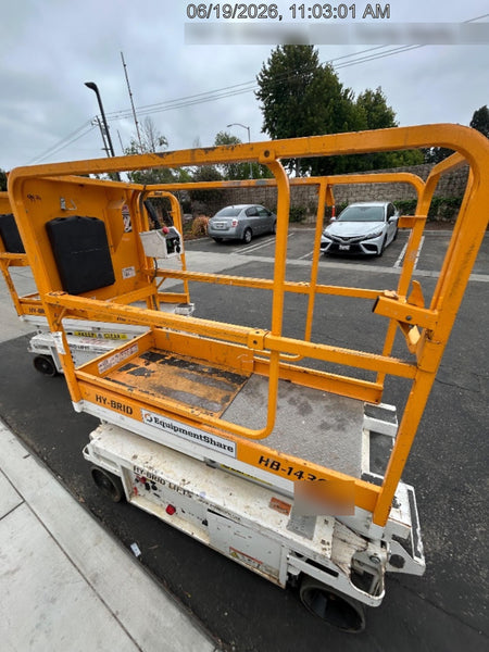 Custom Equipment HB-1430 Hy-Brid Scissor Lift
Platform capacity up to 670 lbs
Working height up to 20 ft
Weighs under 1,700 lbs
Non-marking wheels