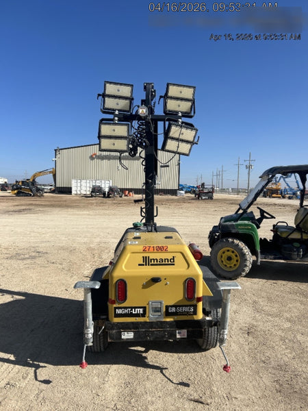 2022 Allmand NLV3GR (4) LED Light Fixture 350W, 23' Vertical Mast, 3kW Prime, Towable, ES Decals, T3
