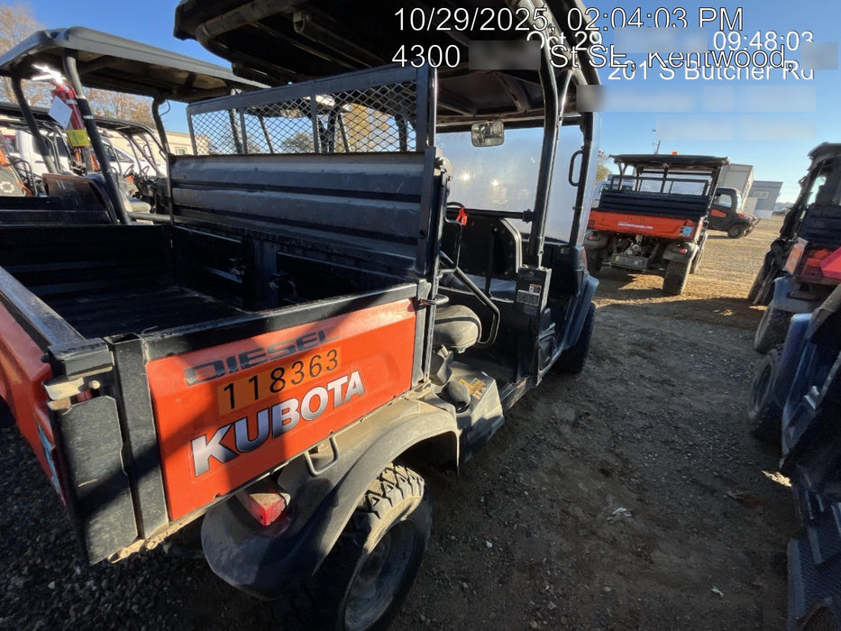 Kubota RTV-X1140W-H Canopy, 4-Seater, Diesel, Windshield Acrylic Clear, LED Strobe, Backup Alarm
