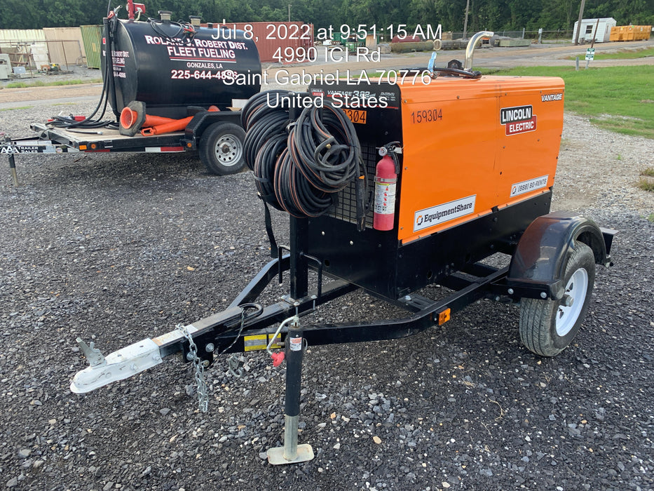 2021 Lincoln Electric Vantage 322 Vantage 322 Ready Pak 3 w/ Decals, ORANGE (includes trailer, cable rack, fender light kit) NO Telematics