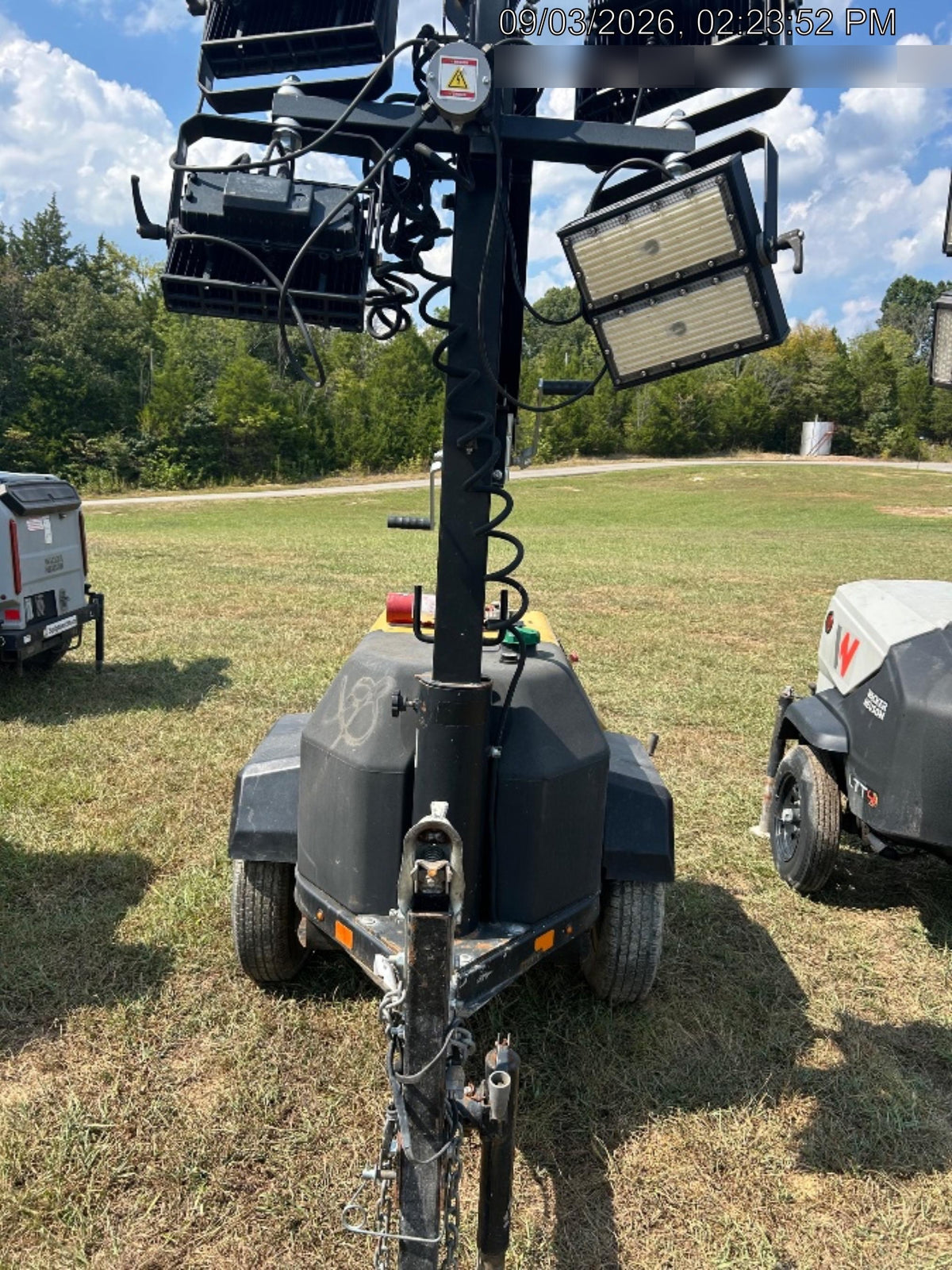 2022 Allmand NLV3GR (4) LED Light Fixture 350W, 23' Vertical Mast, 3kW Prime, Towable, Deep Sea L401, Leveling Jacks, Yanmar T4F 5.8hp