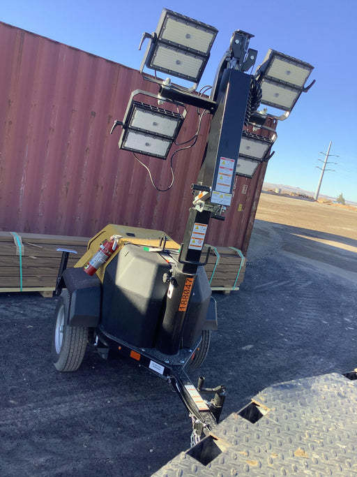 Allmand NLV3GR (4) LED Light Fixture 350W, 23' Vertical Mast, 3kW Prime, Towable, Deep Sea L401, Leveling Jacks, Yanmar T4F 5.8hp