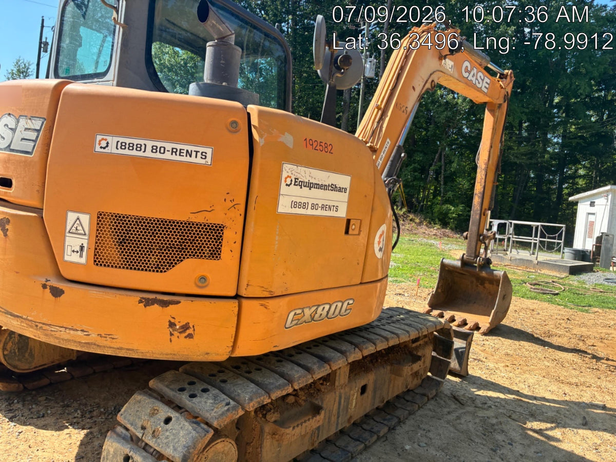 2015 Case CX80C CLOSED CAB, A/C, RUBBER TRACKS PADS, 7'-2" ARM