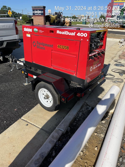 2024 Shindaiwa DGW400MDL Kubota D902 Engine, 23 HP, Dual Op Welder, Wire, Arc, Droop Stick, Tig, and CC Stick Functionality, Simulphase, 3 Phase and 1 Phase Gen Output, Single Axle NB Trlr, Slr Trckl Chrg 12V 12W, Fire Ext