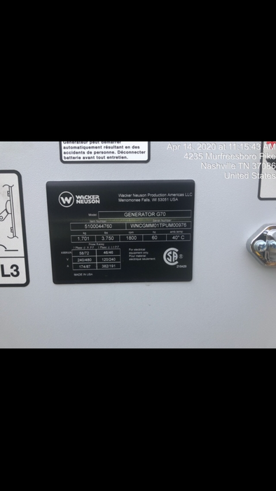 2020 WACKER NEUSON G70