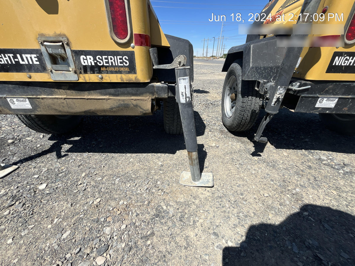 Allmand NLV3GR (4) LED Light Fixture 350W, 23' Vertical Mast, 3kW Prime, Towable, Deep Sea L401, Leveling Jacks, Yanmar T4F 5.8hp