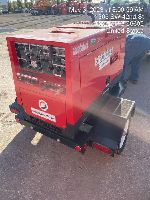 2022 Shindaiwa DGW400MDL Kubota D902 Engine, 23 HP, Dual Op Welder, Wire, Arc, Droop Stick, Tig, and CC Stick Functionality, Simulphase, 3 Phase and 1 Phase Gen Output, Single Axle NB Trlr, Slr Trckl Chrg 12V 12W, Fire Ext