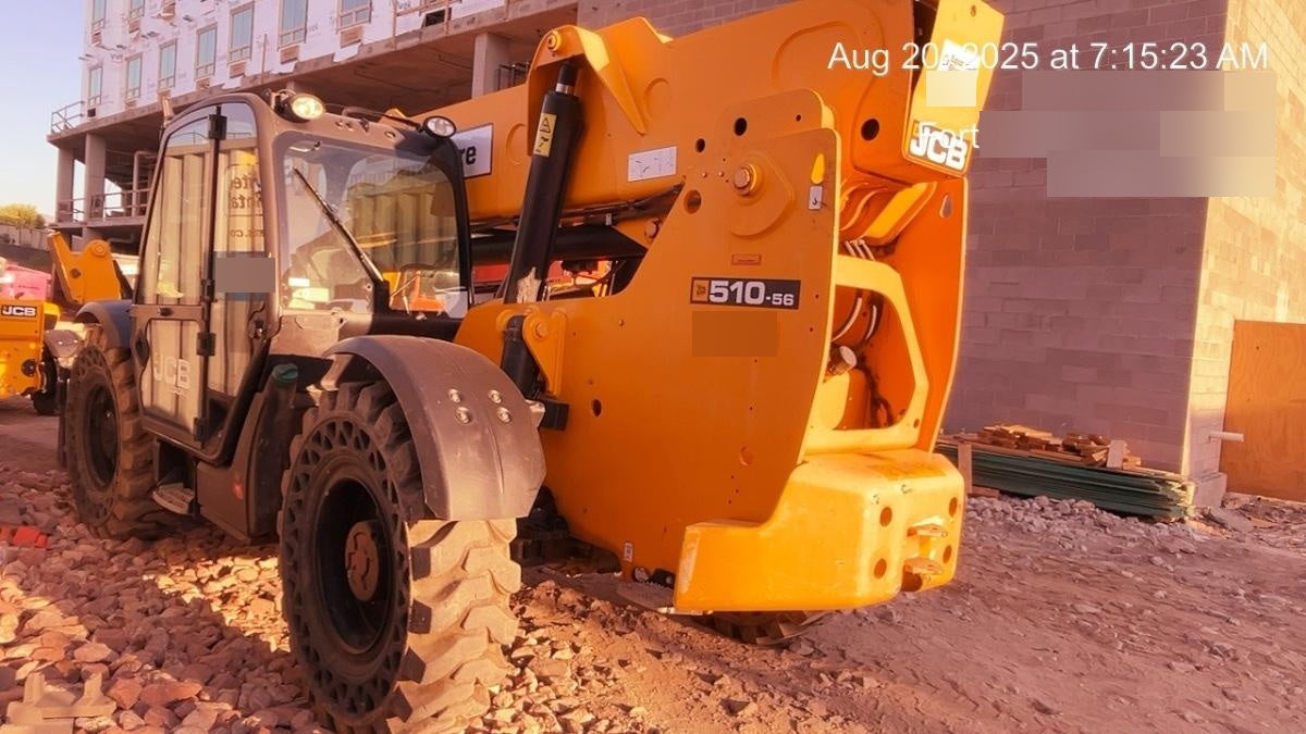 2018 JCB 510-56 JCB 510-56 Telehandler 74 HP w/CAB/HVAC, Beacon, Worklights, Aux Hydraulics, Solid Tires, 60" Carriage/Forks