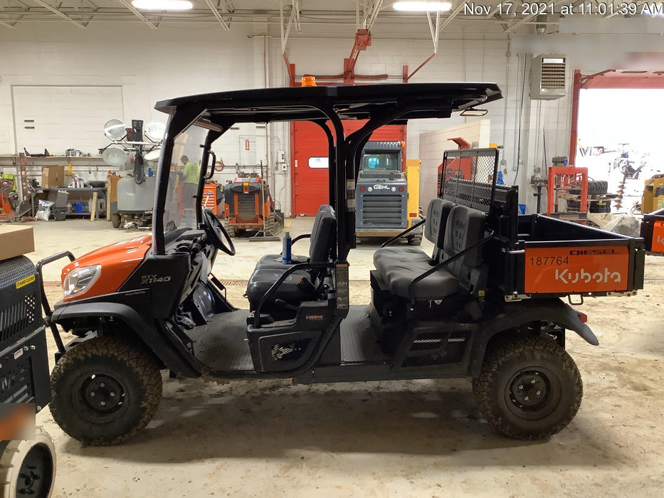 2022 Kubota RTV-X1140W-H Plastic Canopy, Windshield Acrylic Clear, LED Strobe Light, Wire Harness Kit, Back up Alarm