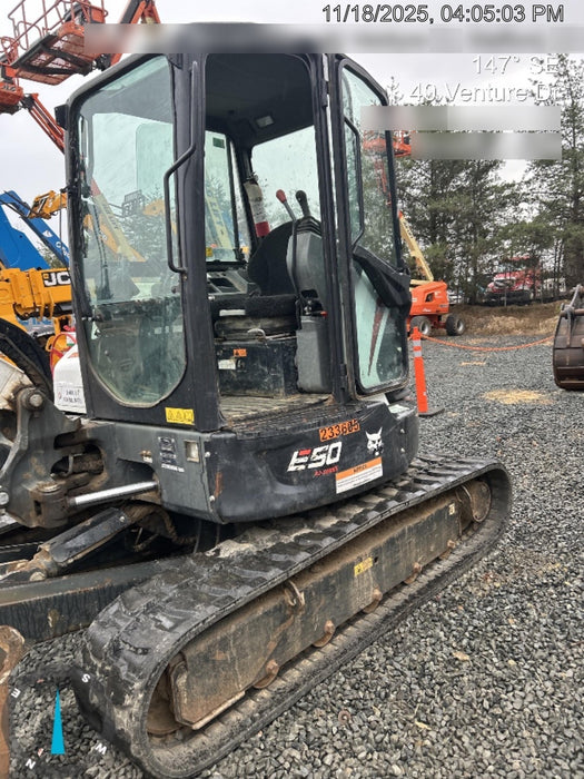2022 Bobcat E50 Cab/Heat/Air, Rubber Tracks, Manual QC, Hydraulic Thumb