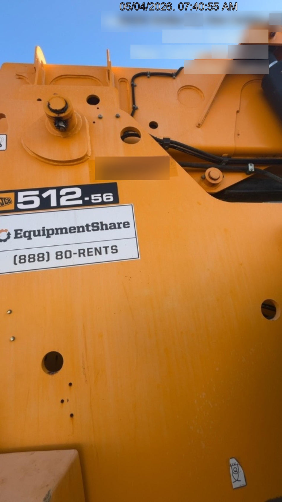 2019 JCB 512-56 74 HP w/CAB/HVAC, Beacon, Aux Hydraulics, Worklights, Solid Tires, 60" Carriage/Forks