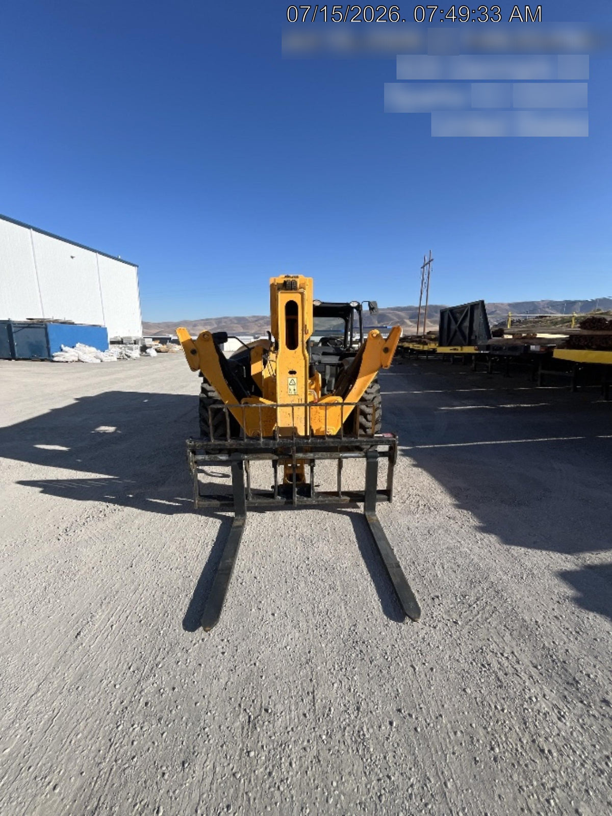2019 JCB 510-56 74 HP w/Open ROPS, Beacon, Aux Hydraulics, Worklights, Solid Tires w/60" Carriage/Forks