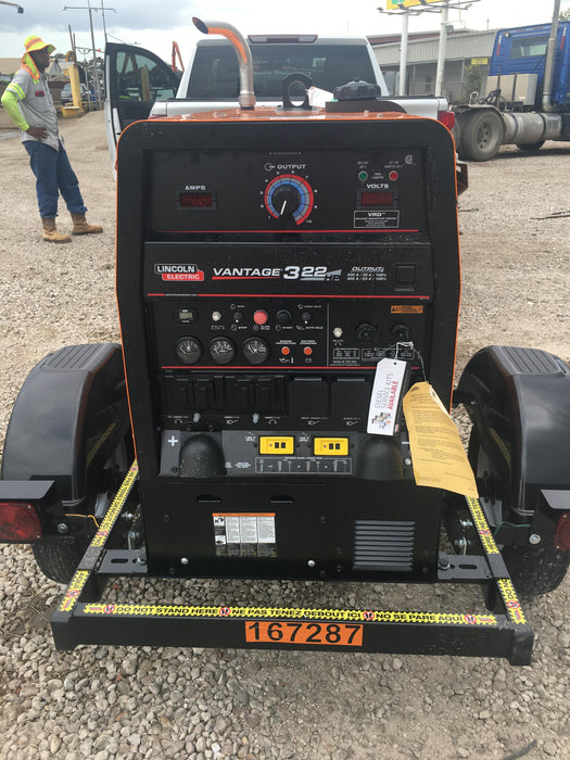 2021 Lincoln Electric Vantage 322 Vantage 322 Ready Pak 3 w/ Decals, ORANGE (includes trailer, cable rack, fender light kit) NO Telematics