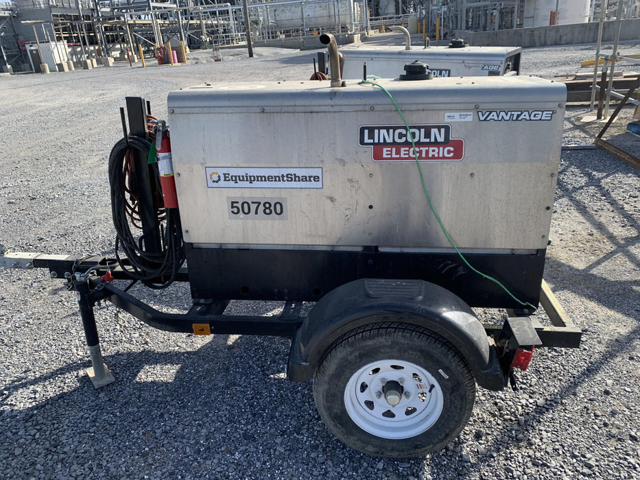 2019 Lincoln Electric Vantage 322 Welder Ready-Pak 3, Two wheel trailer, Fender and Light kit, Cable Rack