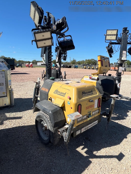 Allmand NLV3GR (4) LED Light Fixture 350W, 23' Vertical Mast, 3kW Prime, Towable, Deep Sea L401, Leveling Jacks, Yanmar T4F 5.8hp