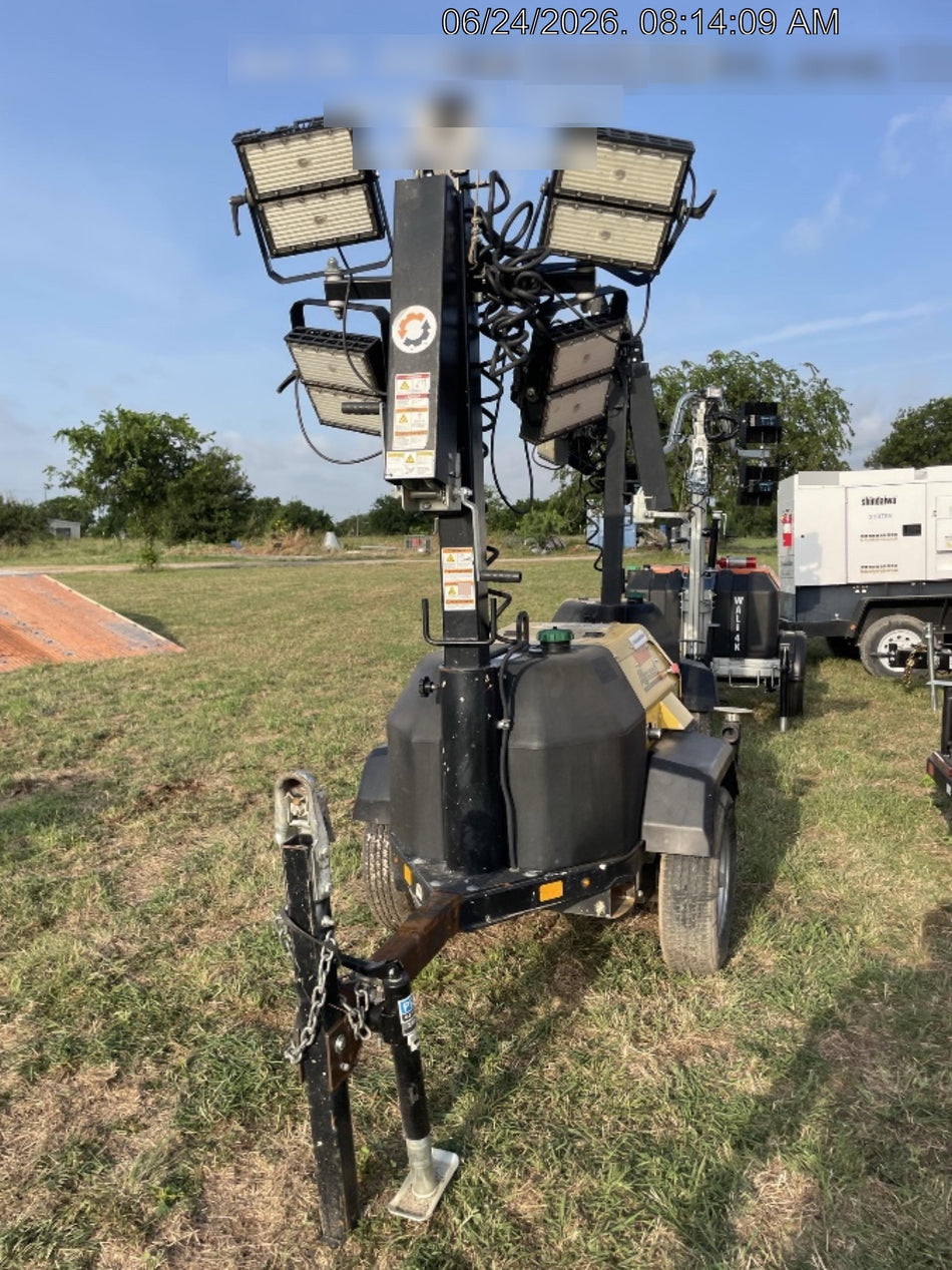 2022 Allmand NLV3GR (4) LED Light Fixture 350W, 23' Vertical Mast, 3kW Prime, Towable, Deep Sea L401, Leveling Jacks, Yanmar T4F 5.8hp