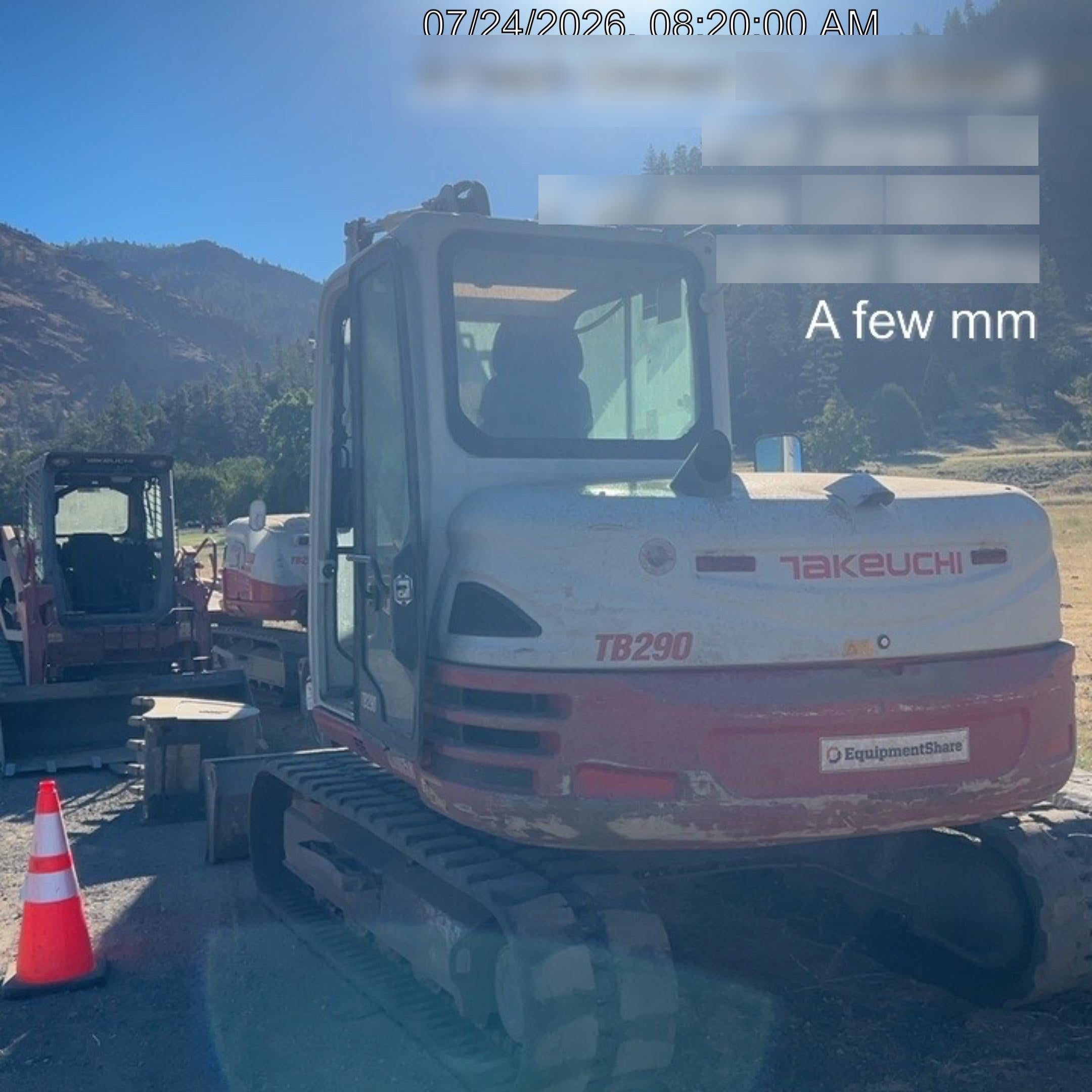 2019 Takeuchi TB290 Cab/Heat/AC Rubber tracks, Dozer blade, Travel alarm, Auxiliary hydraulics Manual QC, Hydraulic thumb, 18", 24", and 36" Buckets