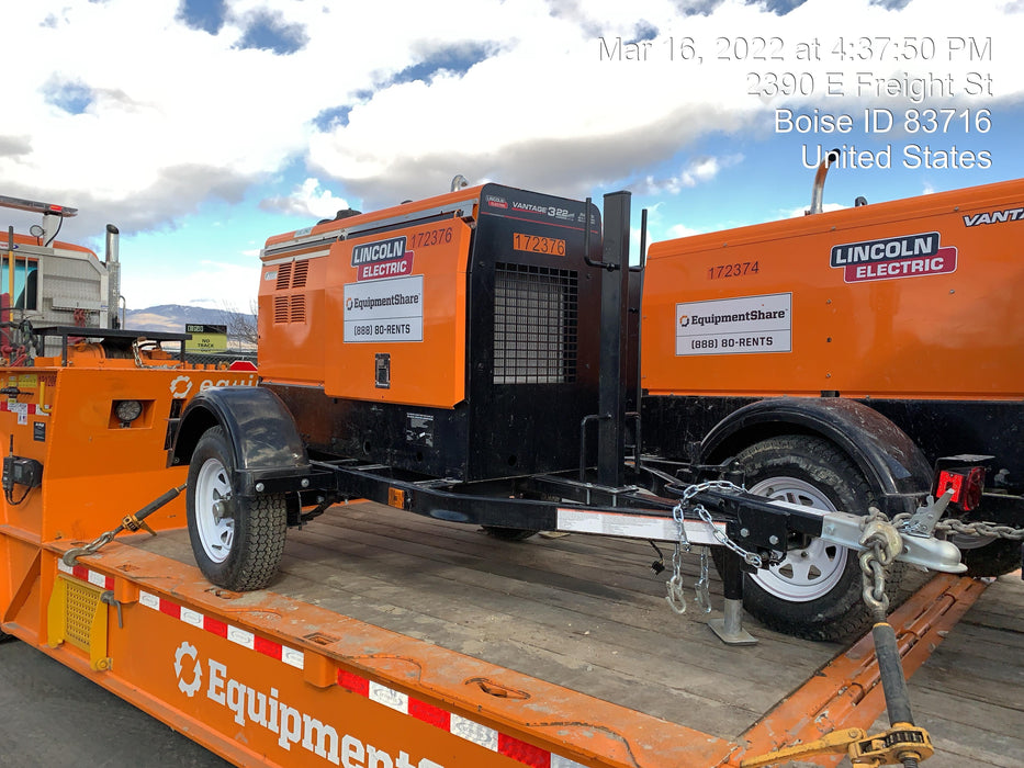 2021 Lincoln Electric Vantage 322 Vantage 322 Ready Pak 3 w/ Decals, ORANGE (includes trailer, cable rack, fender light kit) NO Telematics