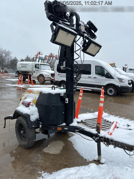2021 Allmand NLV3GR (4) LED Light Fixture 350W, 23' Vertical Mast, 3kW Prime, Towable, Deep Sea L401, Leveling Jacks, Yanmar T4F 5.8hp