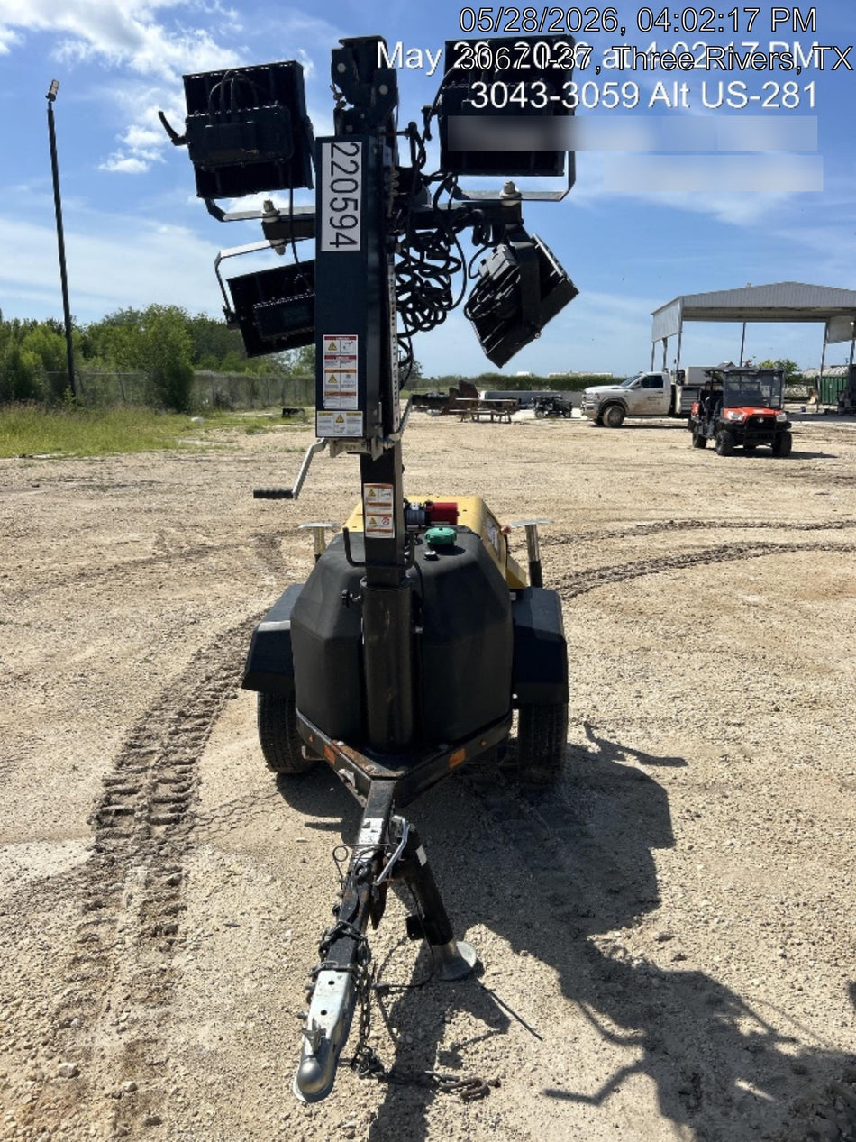 2022 Allmand NLV3GR (4) LED Light Fixture 350W, 23' Vertical Mast, 3kW Prime, Towable, Deep Sea L401, Leveling Jacks, Yanmar T4F 5.8hp