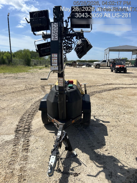 2022 Allmand NLV3GR (4) LED Light Fixture 350W, 23' Vertical Mast, 3kW Prime, Towable, Deep Sea L401, Leveling Jacks, Yanmar T4F 5.8hp