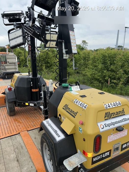 2022 Allmand NLV3GR (4) LED Light Fixture 350W, 23' Vertical Mast, 3kW Prime, Towable, Deep Sea L401, Leveling Jacks, Yanmar T4F 5.8hp