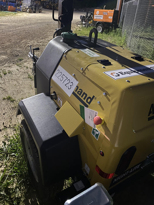 2022 Allmand NLV3GR (4) LED Light Fixture 350W, 23' Vertical Mast, 3kW Prime, Towable, Deep Sea L401, Leveling Jacks, Yanmar T4F 5.8hp