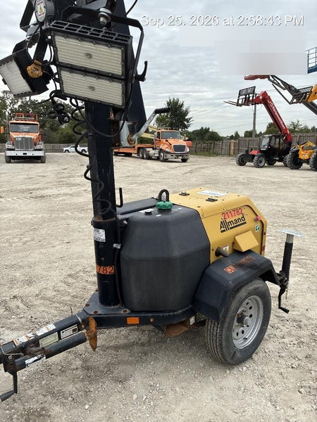 2022 Allmand NLV3GR (4) LED Light Fixture 350W, 23' Vertical Mast, 3kW Prime, Towable, Deep Sea L401, Leveling Jacks, Yanmar T4F 5.8hp