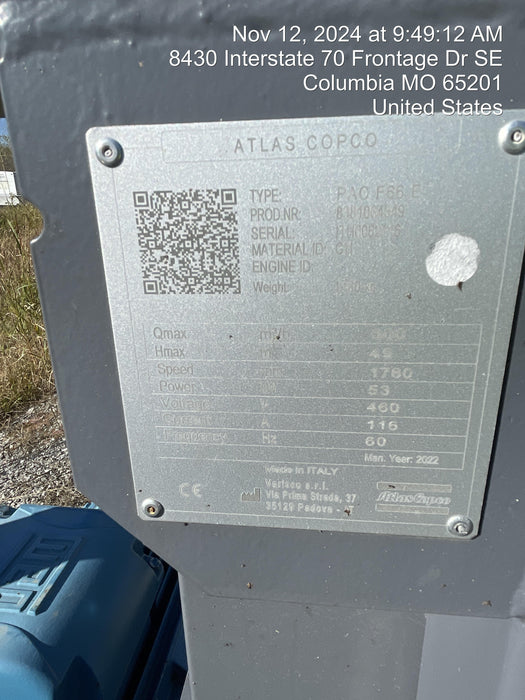 2022 ATLAS COPCO PAC F66 E