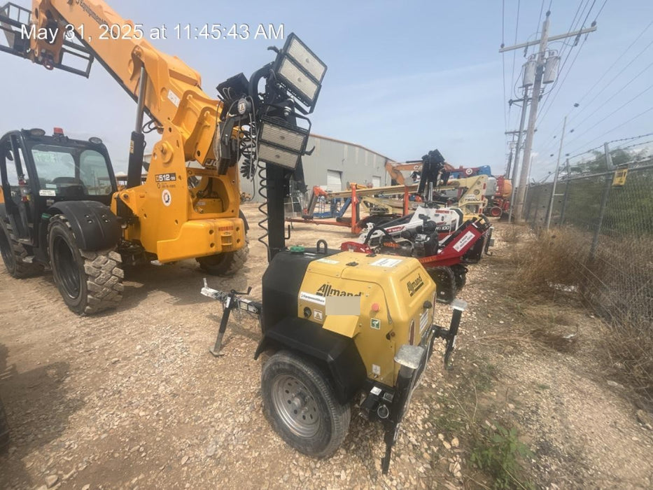 2022 Allmand NLV3GR (4) LED Light Fixture 350W, 23' Vertical Mast, 3kW Prime, Towable, Deep Sea L401, Leveling Jacks, Yanmar T4F 5.8hp