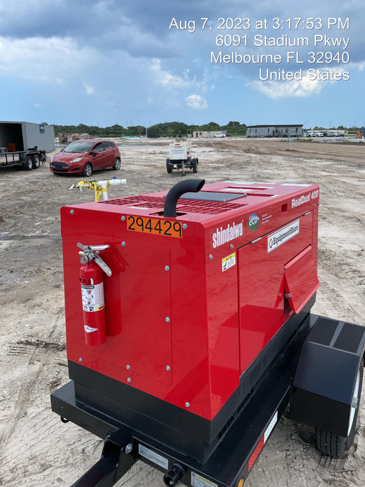 2023 Shindaiwa DGW400MDL Kubota D902 Engine, 23 HP, Dual Op Welder, Wire, Arc, Droop Stick, Tig, and CC Stick Functionality, Simulphase, 3 Phase and 1 Phase Gen Output, Single Axle NB Trlr, Slr Trckl Chrg 12V 12W, Fire Ext