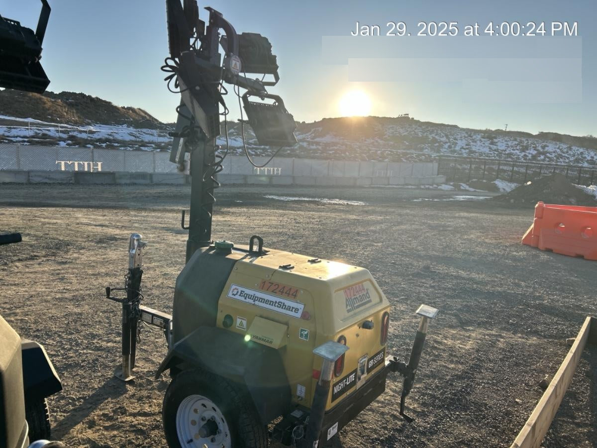 2021 Allmand NLV3GR (4) LED Light Fixture 350W, 23' Vertical Mast, 3kW Prime, Towable, Deep Sea L401, Leveling Jacks, Yanmar T4F 5.8hp