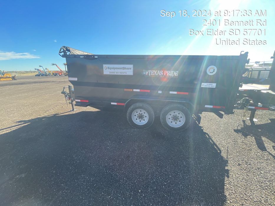 2024 TEXAS PRIDE TRAILERS 14'L x 7'W 5 Cu Yd Trunnion Hydraulic Dump