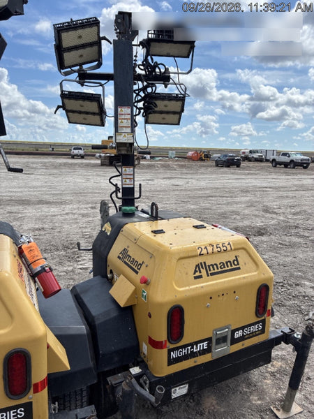2022 Allmand NLV3GR (4) LED Light Fixture 350W, 23' Vertical Mast, 3kW Prime, Towable, Deep Sea L401, Leveling Jacks, Yanmar T4F 5.8hp
