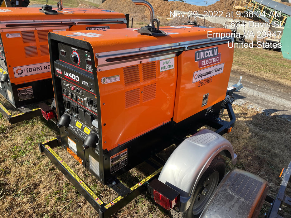 2022 Lincoln Electric LE400 Kubota V1505, Trlr, Cable Rack, Light Kit, ES Decals, T3